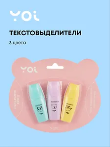 Текстовыделители 3 цвета "Animals", Yoi