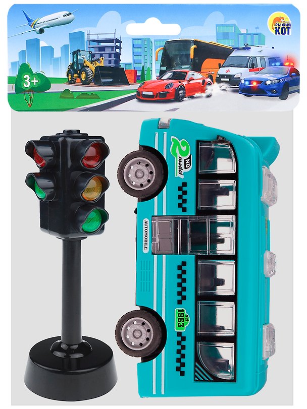 Игровой набор «Автобус со светофором», бирюзовый, Рыжий Кот 3067853 — 1