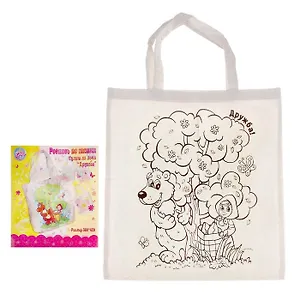 Сумка из льна с рисунком под роспись Маша и медведь (611629) (64SР-89294) (упаковка)