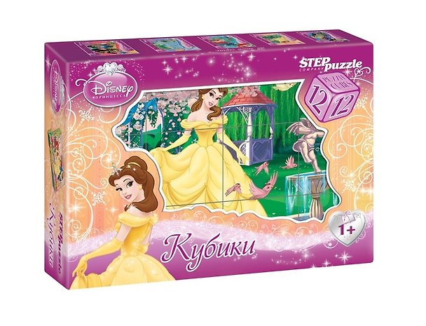 Игровой набор, Кубики, Disney/Дисней Бэль", 12 штук, в картонной упаковке" 2253223 — 1
