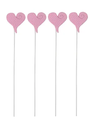 Сувенир Феникс Декоративное украшение "Розовые сердечки" деревян. (27.6*9.5*0.6см, 4 шт) 36937 316708