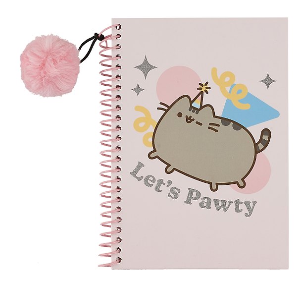 Книга для записей А5 48л "Pusheen" евроспираль, с  подвеской - помпоном, с наклейками 3026663 — 1