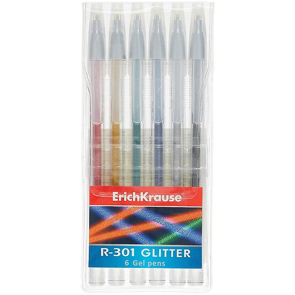 Ручки гелевые Erich Krause, R-301 Glitter, 6 цветов 259275 — 1