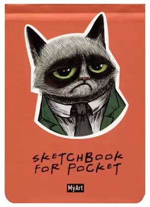 Скетчбук А6 48л "Sketchbook for Pocket. Грустный котик" 120г/м2, резинка, тв.обложка — 2984315 — 1