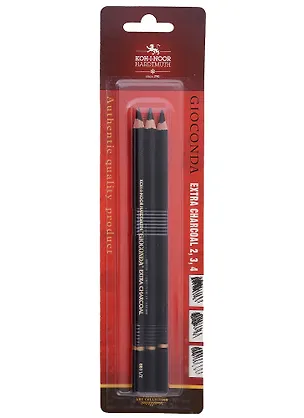 Карандаши угольные 3шт GIOCONDA EXTRA 8811, B-H, 3шт, блистер, Koh-i-Noor 2935002