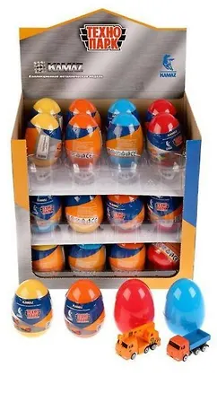 Игрушка, Технопарк, Строительная техника металл. 7,5см (яйцо с сюрпризом) в ассортименте 329413