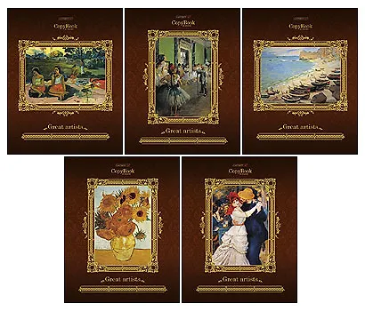 Тетрадь 48л кл. "Великие художники" тисн.фольга, выб.лак, ассорти, Hatber 226543 — 1