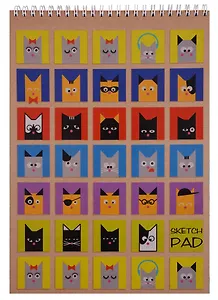 Скетчбук A4 40 листов "Кошки в окошках", нелинованный