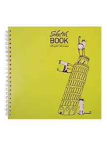 Скетчбук 190*190 40л "Cats on the tower" белый офсет, 120г/м2, тв.обложка, евроспираль