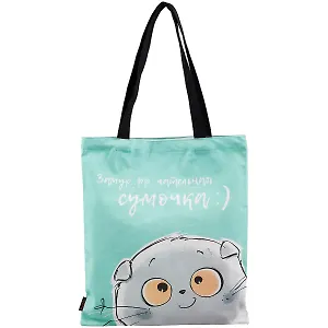 Сумка-шоппер Басик Замурчательная сумочка (мятная) текстиль 40см.*32см.