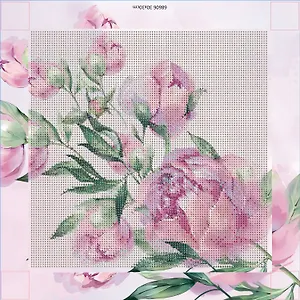Алмазная мозаика "Нежные пионы" 30*30 см