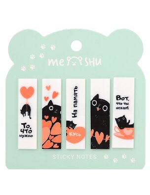 Закладки самоклеящиеся 12*45мм 5шт*20л "Cute kitten", Meshu 3170190