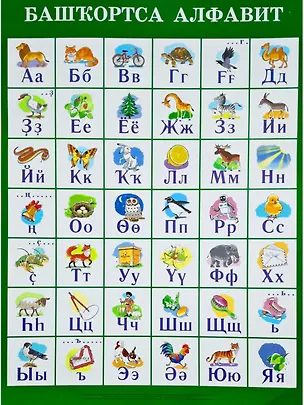 Книга Башкирский алфавит. Учебный плакат с рисунками. Формат 45*60 ()