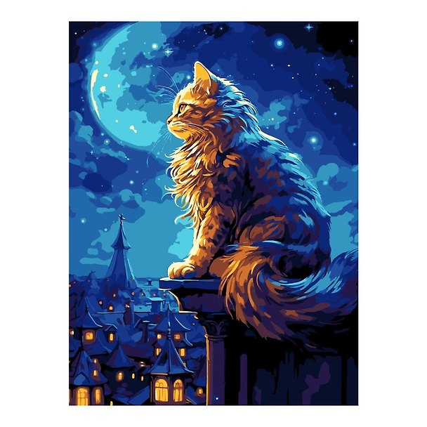 Картина по номерам на картоне 28,5*38 см "Кот на крыше" 3039588 — 1