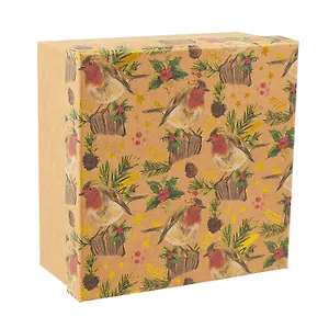 Коробка подарочная "Снегири" НГ, 15.5*15.5*6.5, картон