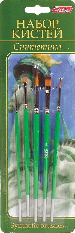 Кисти 5 шт, синтетика, Hatber 235152 — 1