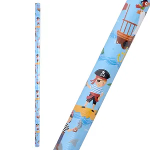 Бумага упаковочная 70*100см "Пираты на голубом" глянц., инд.уп.