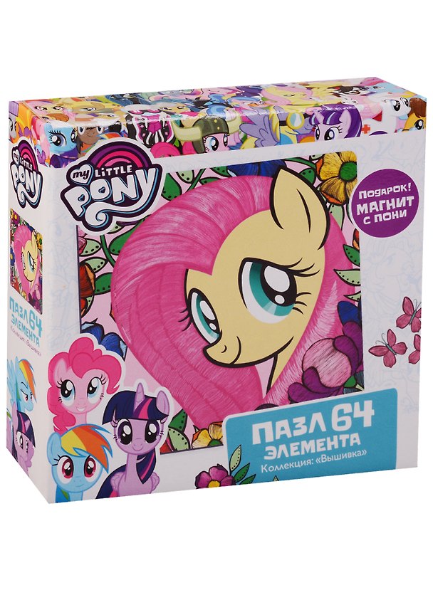 Пазл-мини, Оригами, My little pony Movie. Флаттершай 64эл., (220х220)+ фигурка с магнитиком 03418 2612874 — 1