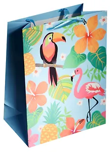 Пакет подарочный бумажный А4 26*32*12,5 "Тропические птицы", дет., мат. ламинат, Kairui