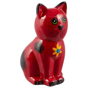 Копилка Кот с цветком (керамика) (16х8)