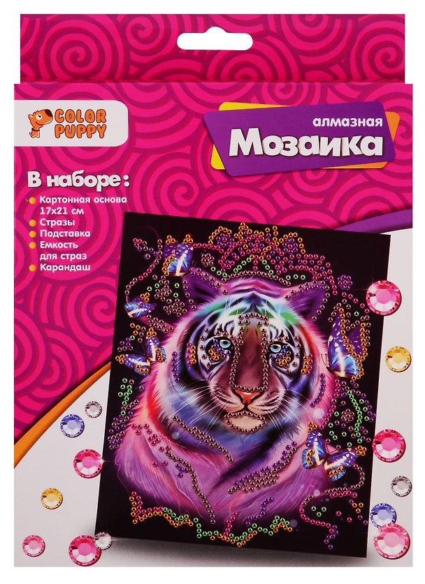 Набор для творчества Color Puppy Алмазная мозаика Тигр, 17*21см 2727189 — 1