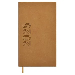 Еженедльник дат. 2025г. 64л 85x145 "Канвас микро", бежевый, карманный, вертик, кожзам, тв.переплет, блинт.тиснение, офсет, ляссе