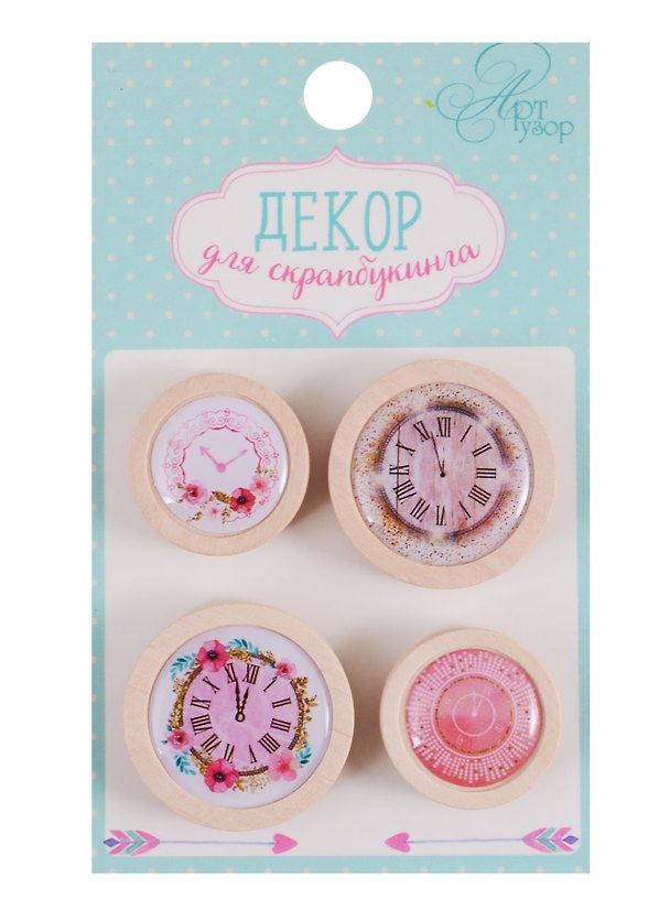 Декор для скрапбукинга Время для счастья (2329849) (4 шт) (5,5х9,5см) (упаковка) (3+) (Арт Узор) 2656672 — 1