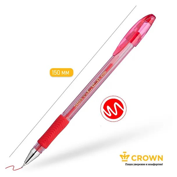 Гелевая ручка красная 0,7 мм, Crown 224077 — 2