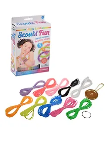Happy Loom Scoubi Fun Набор для плетения браслетов (02210) (5 браслетов) (10 трубочек-нитей х 210см+колечко-застежка+станок-пуговка) (6+) (коробка)