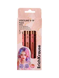 Текстовыделители 4 цвета "Visioline V-19"с гибким наконечником, ErichKrause