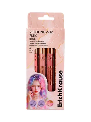 Текстовыделители 4 цвета "Visioline V-19"с гибким наконечником, ErichKrause 3103392