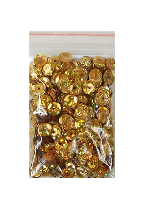 Пайетки голографические круглые желтые (2990) (D=5мм) (10г) (упаковка) 2498903