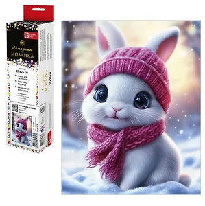 Набор для творчества. Алмазная мозаика "Зайчонок в шарфике" (20*25 см)