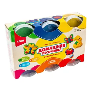 Набор для творчества LORI "Радужный песок" набор из 6 цветов по 140гр, 2 формочки