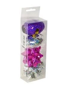 Набор для упаковки "Голография" лента 2шт (фиол., сер.), бант 4шт (2 малин., 2 сер.)