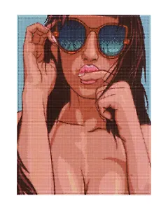 Алмазная мозаика (классическая), с подрамником, с полным заполнением "Загорелая девушка", 30 х 40 см