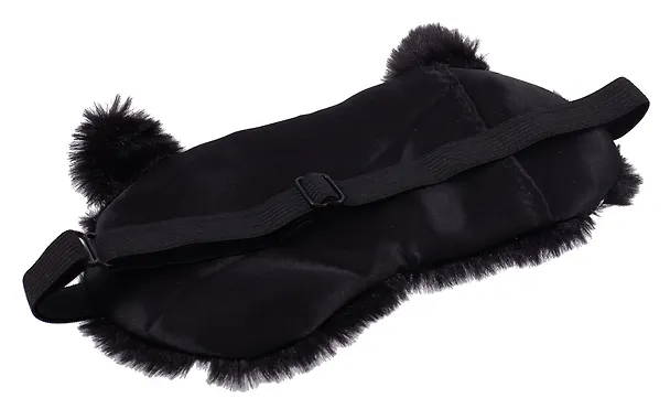 Маска для сна «Котик Аниме хмурится», черная, плюш, Lafilaf 3127308 — 5