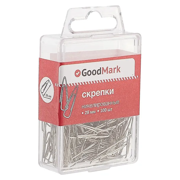 Канцелярские скрепки GoodMark, 28 мм, 100 штук 240859 — 2