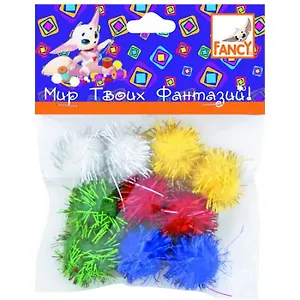 ACTION! Fancy Помпоны блестящие d=1,8 см, 10 шт., в блист. FD020015