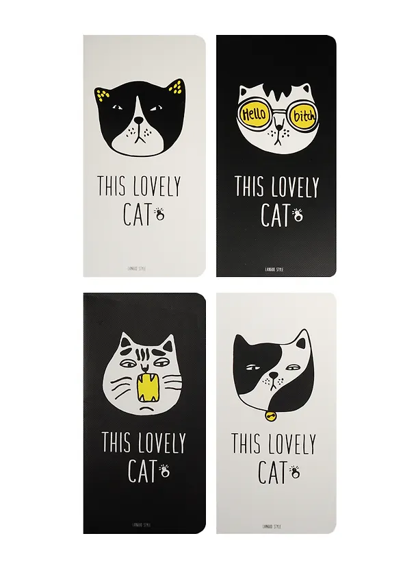 Записная книжка «This lovely cat» А6+, 24 листа в клетку, сшивка, Languo, в ассортименте 239998 — 1