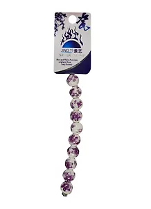 Набор для творчества Бусины керам. на силикон. нити 10шт 12мм, A21, розы сиреневые