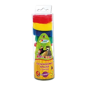 Пальчиковые краски с губками Маша и Медведь (4шт) (20мл) (620FPSP-MM) (173878) (тубус)