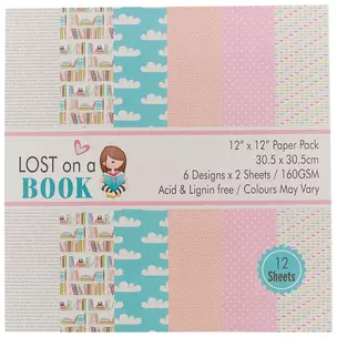 Бумага д/скрапбукинга Lost on a Book, 12*12 дюймов, 30,5*30,5 см, 6 дизайнов, 12 листов — 2644649 — 1