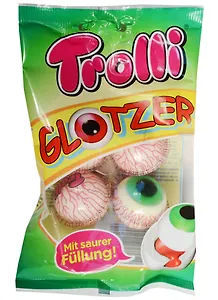 Мармелад жевательный фас. TROLLI Глаза с супер кислой жидкой клубничной начинкой 75гр.