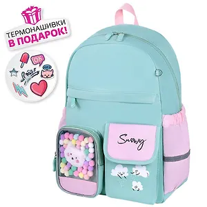 Рюкзак "Funny clouds" 1отд., 40*29*14см. мятный, с термонашивками