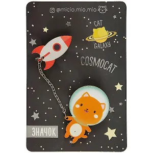 Значок деревянный с дополнительным элементом Cosmocat