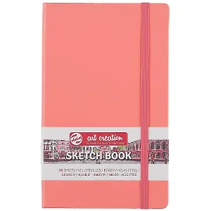 Скетчбук А5 80л "Art Creation" 140г/м2, коралл.тв.обл., резинка