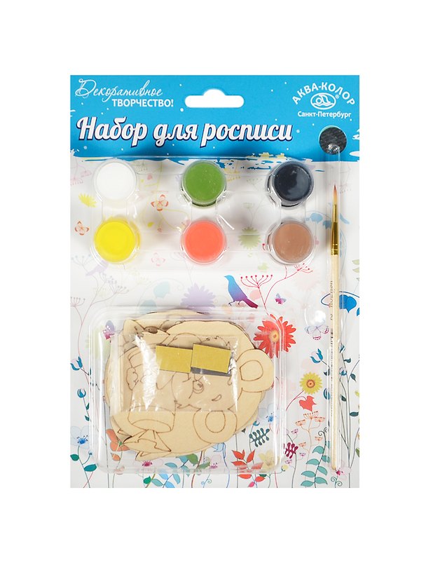 Набор для росписи Зверюшки (магниты) (3шт) (К3116) (3 заготовки+3 магнита+6 красок -24мл+кисть) (блистер) 2410253 — 1