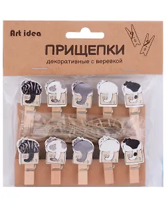 Прищепки декоративные с веревкой "Пушистые хвостики"