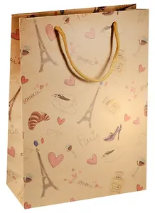 Пакет подарочный крафт А4 "Paris" ассорти, Kairui